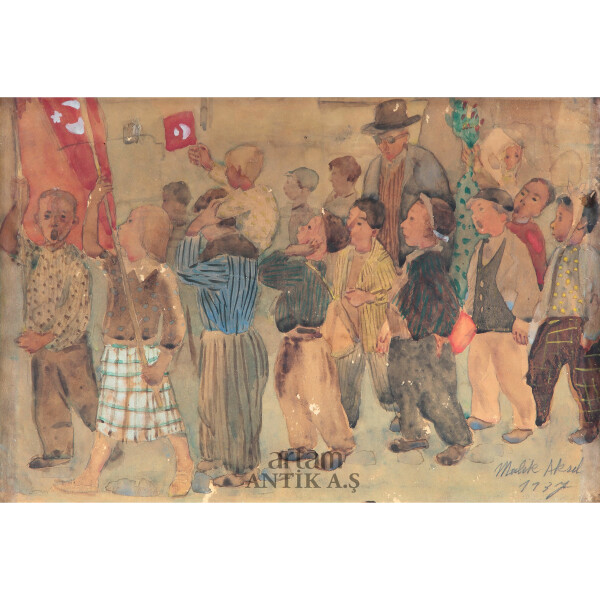 Malik Aksel (1901-1987) Figüratif Kompozisyon - Artam Antik A.Ş. Müzayede
